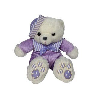 TB Trading White Teddy Bear Purple Outfit 14 Inch